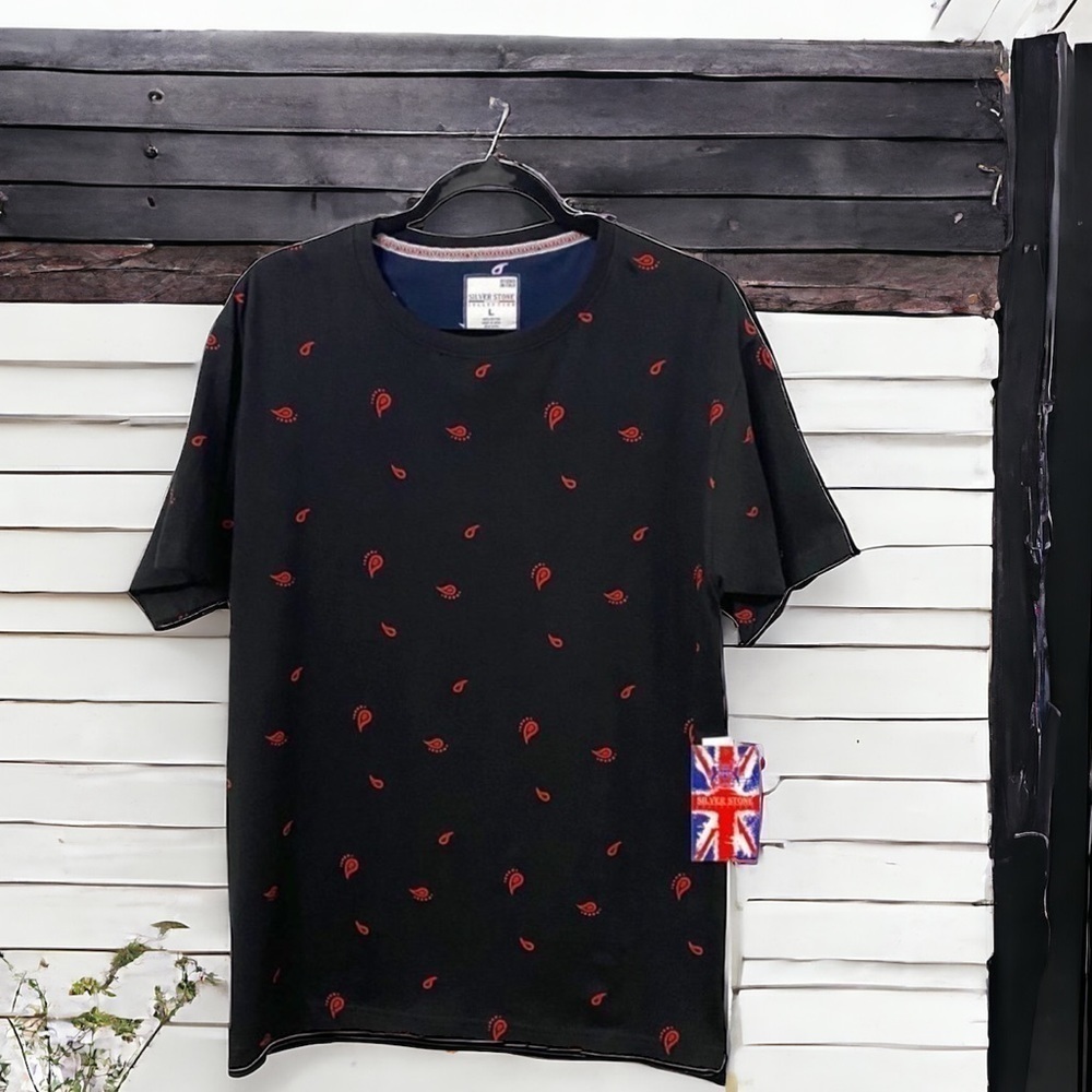 Silver Stone Collection 100% Cotton AOP Graphic T-shirt, Size Large